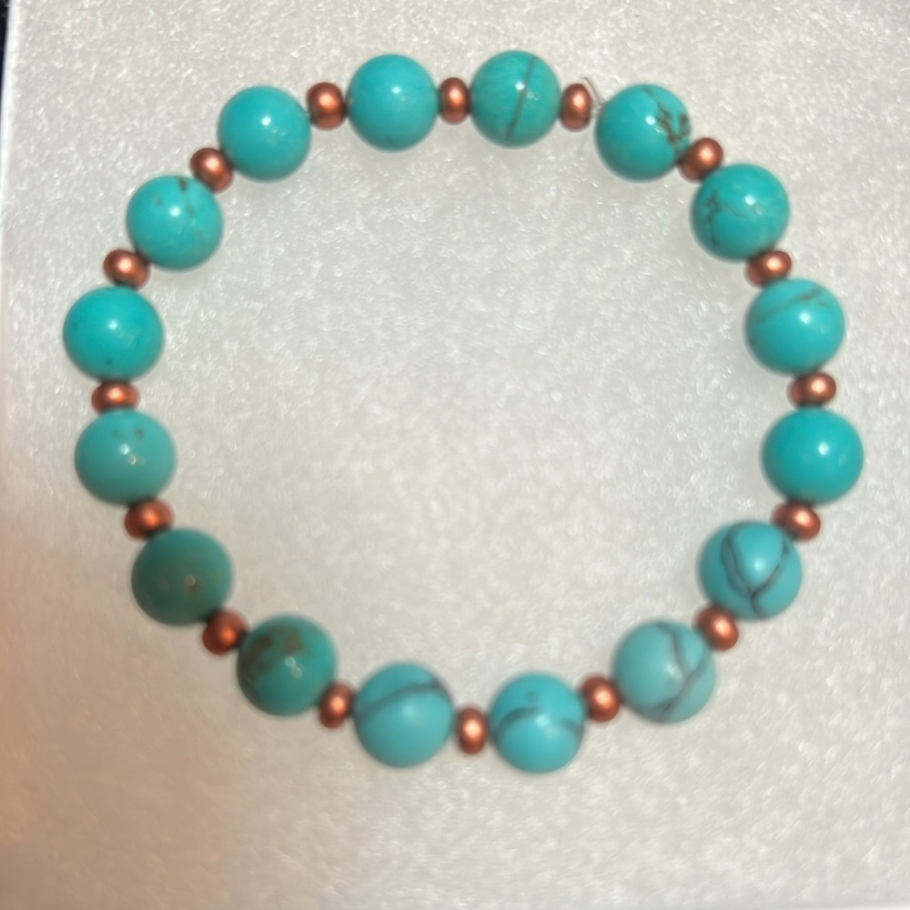 Handmade Turquoise Bead Stretchy Bracelets – Perfect for Gifting!